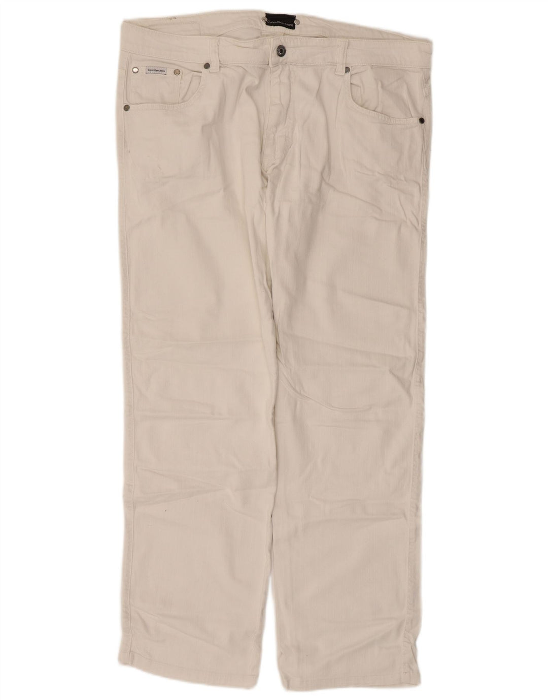 Jeans dritti da uomo Calvin Klein W38 L30 cotone bianco