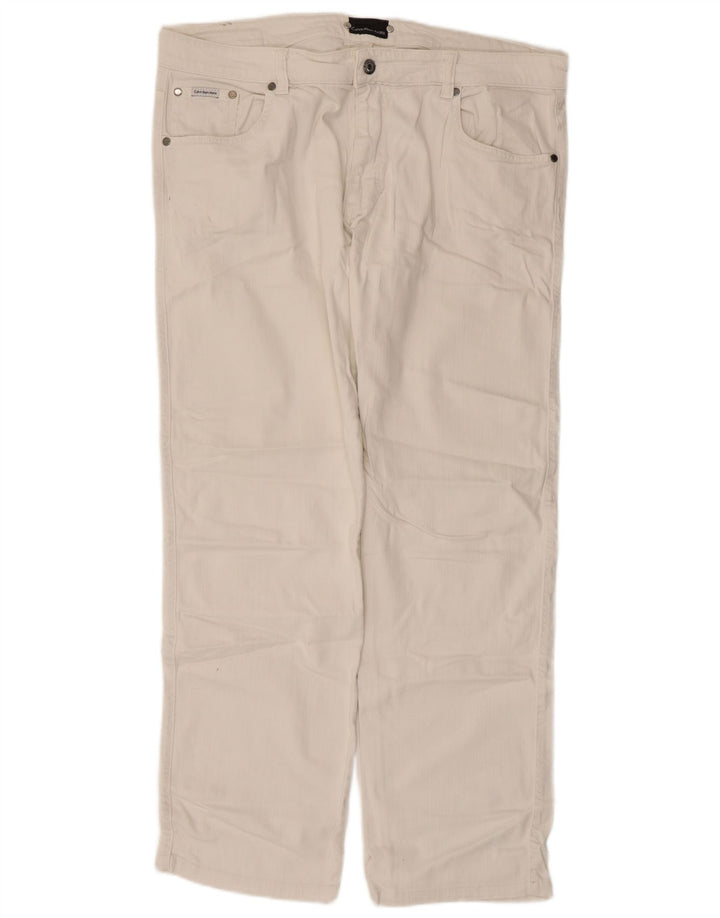 Jeans dritti da uomo Calvin Klein W38 L30 cotone bianco