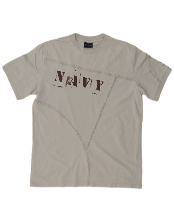 T-shirt grafica da uomo TRUSSARDI Top XL in cotone blu