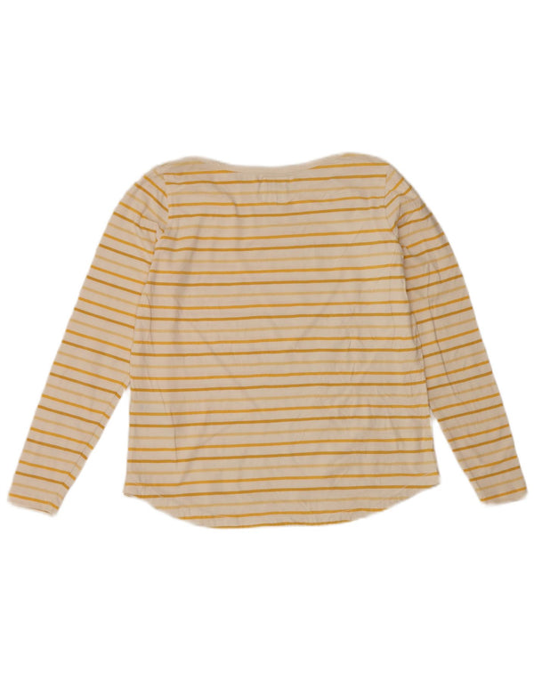 Fat Face Top da donna a maniche lunghe UK 10 piccolo a righe gialle in cotone