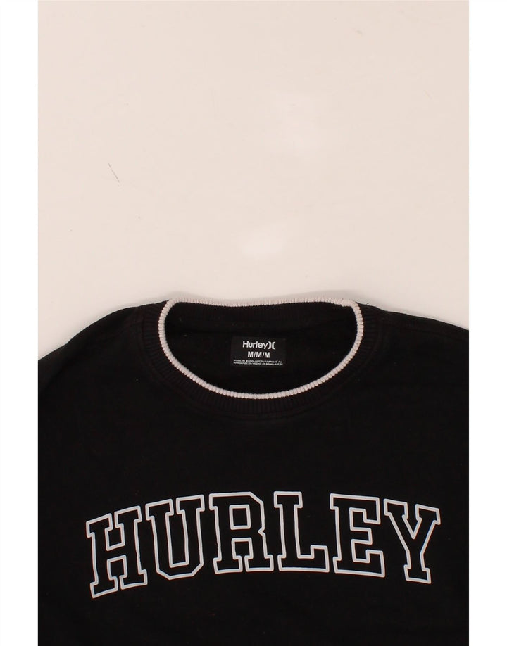 HURLEY Mens Graphic Sweatshirt Jumper Medium Black Cotton Vintage Hurley and Second-Hand Hurley from Messina Hembry 