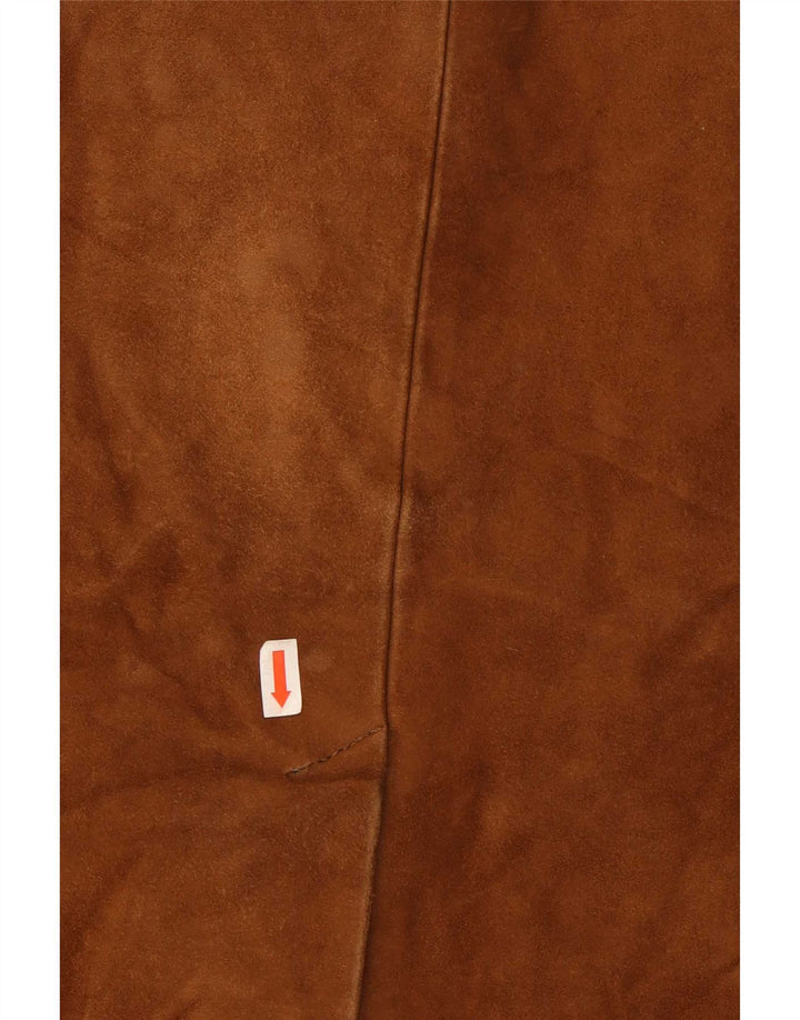 Giacca blazer vintage da uomo in pelle scamosciata a 3 bottoni IT 50 grande marrone