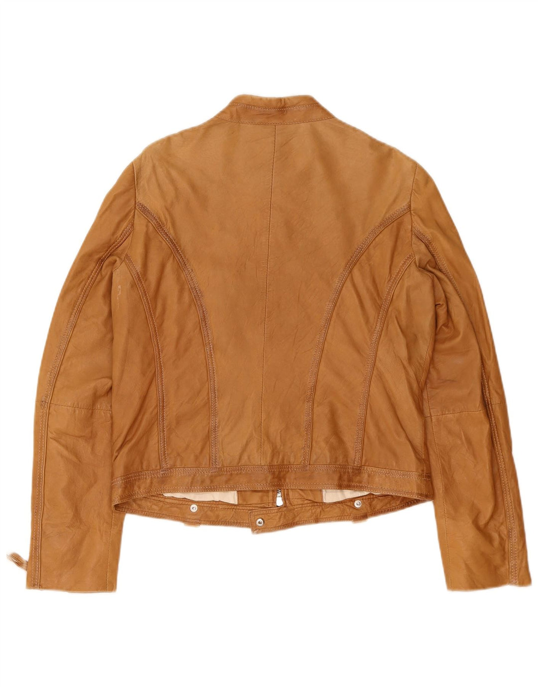 Giacca in pelle da motociclista vintage da donna EU 40 Beige medio