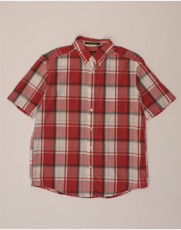 EDDIE BAUER Camicia a maniche corte da uomo in cotone a quadri rossi grandi