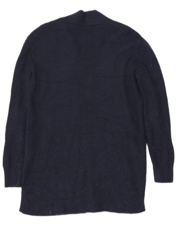 Maglione cardigan aperto lungo da donna Marks & Spencer UK 10 piccolo blu navy