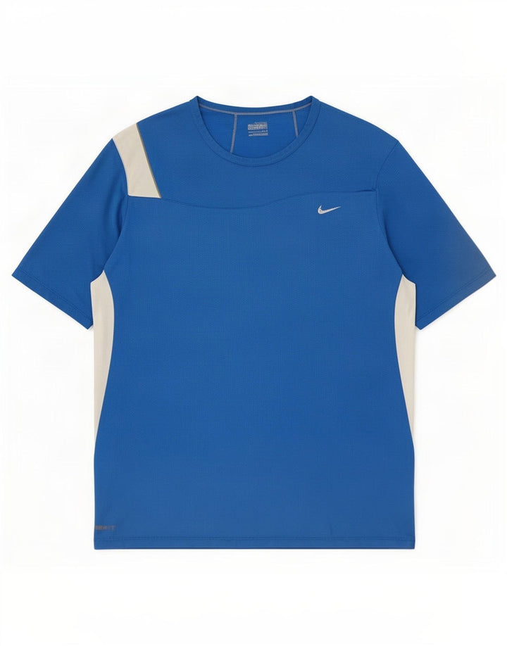 T-shirt Nike da uomo grande blu in poliestere a blocchi di colore