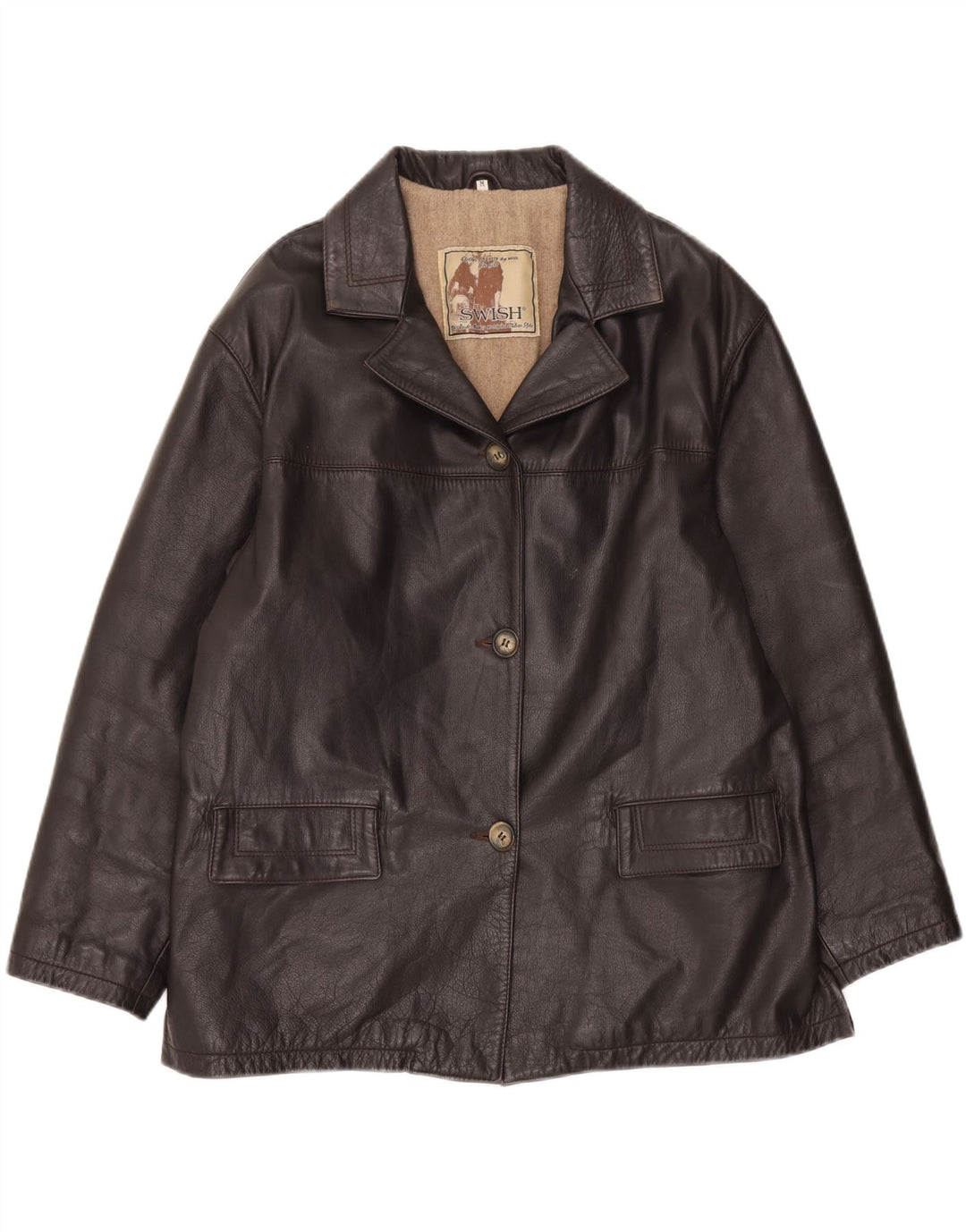 Giacca in pelle oversize da donna Swish UK 14 Pelle marrone medio