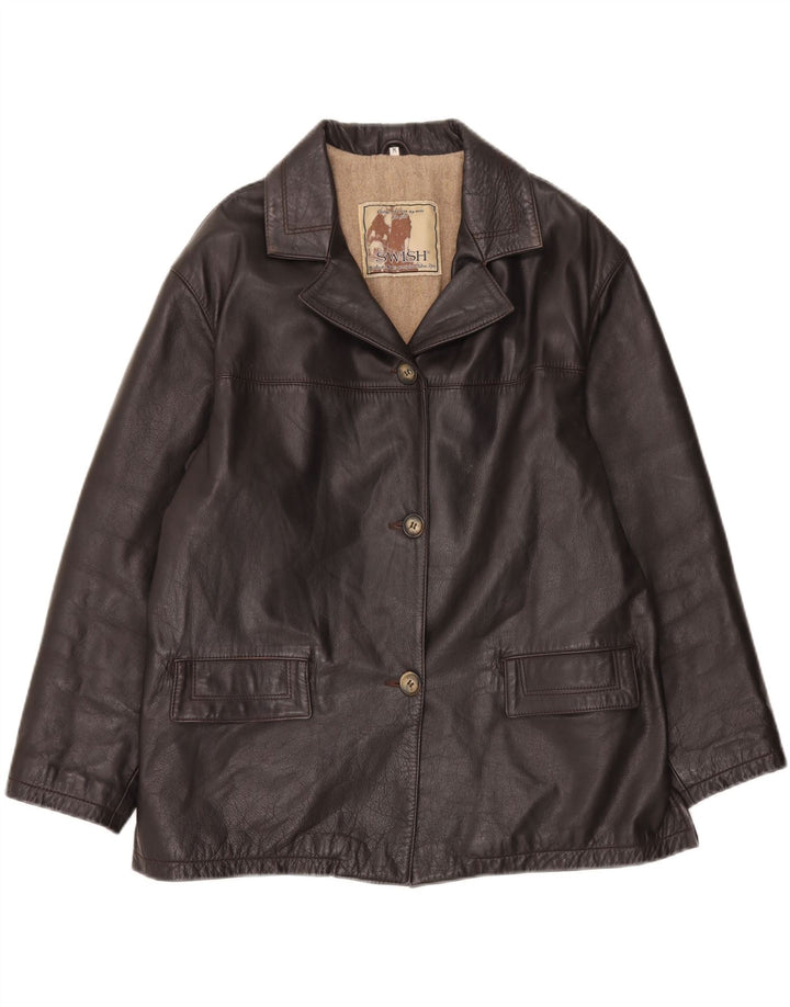 Giacca in pelle oversize da donna Swish UK 14 Pelle marrone medio