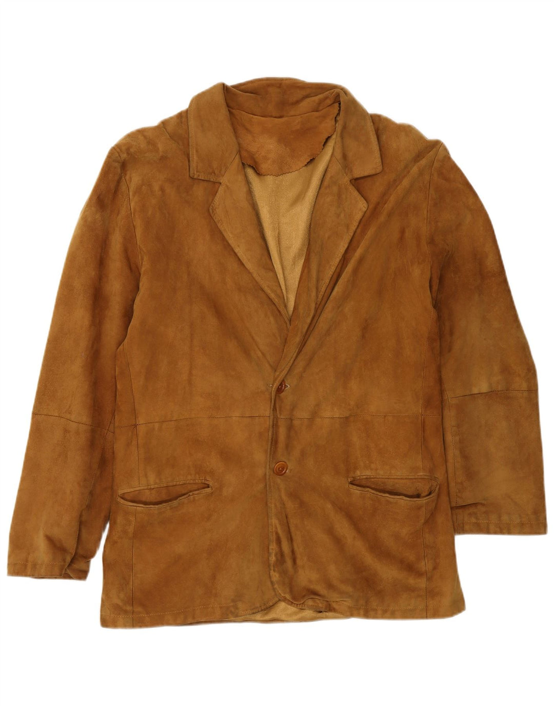 Giacca vintage in pelle scamosciata da uomo IT 46 piccola in pelle marrone