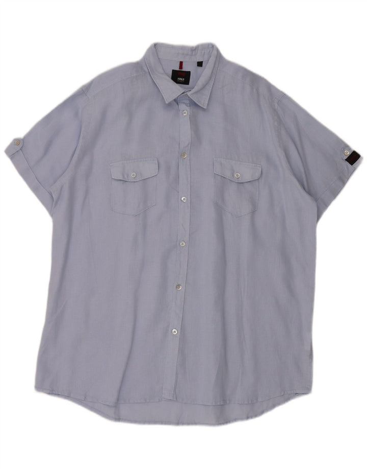 Camicia a maniche corte da uomo Carrera XL lino blu