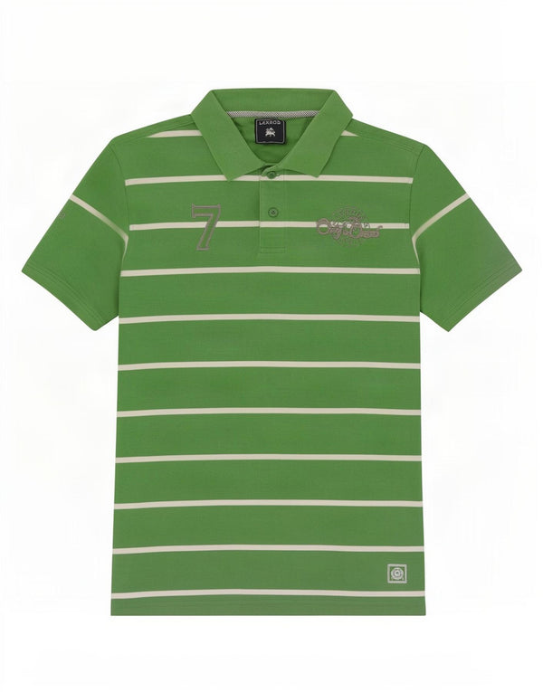 Lerros Mens Graphic Polo Shirt Large Green Striped Cotton