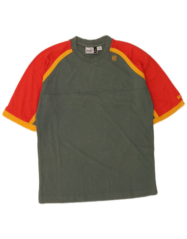 Puma Uomo Purdue University Graphic T-shirt Top Large Verde Colourblock