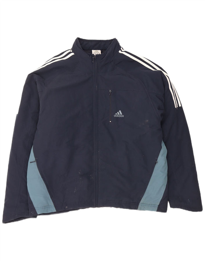 Giacca da ginnastica grafica da uomo Adidas grande in poliestere blu navy