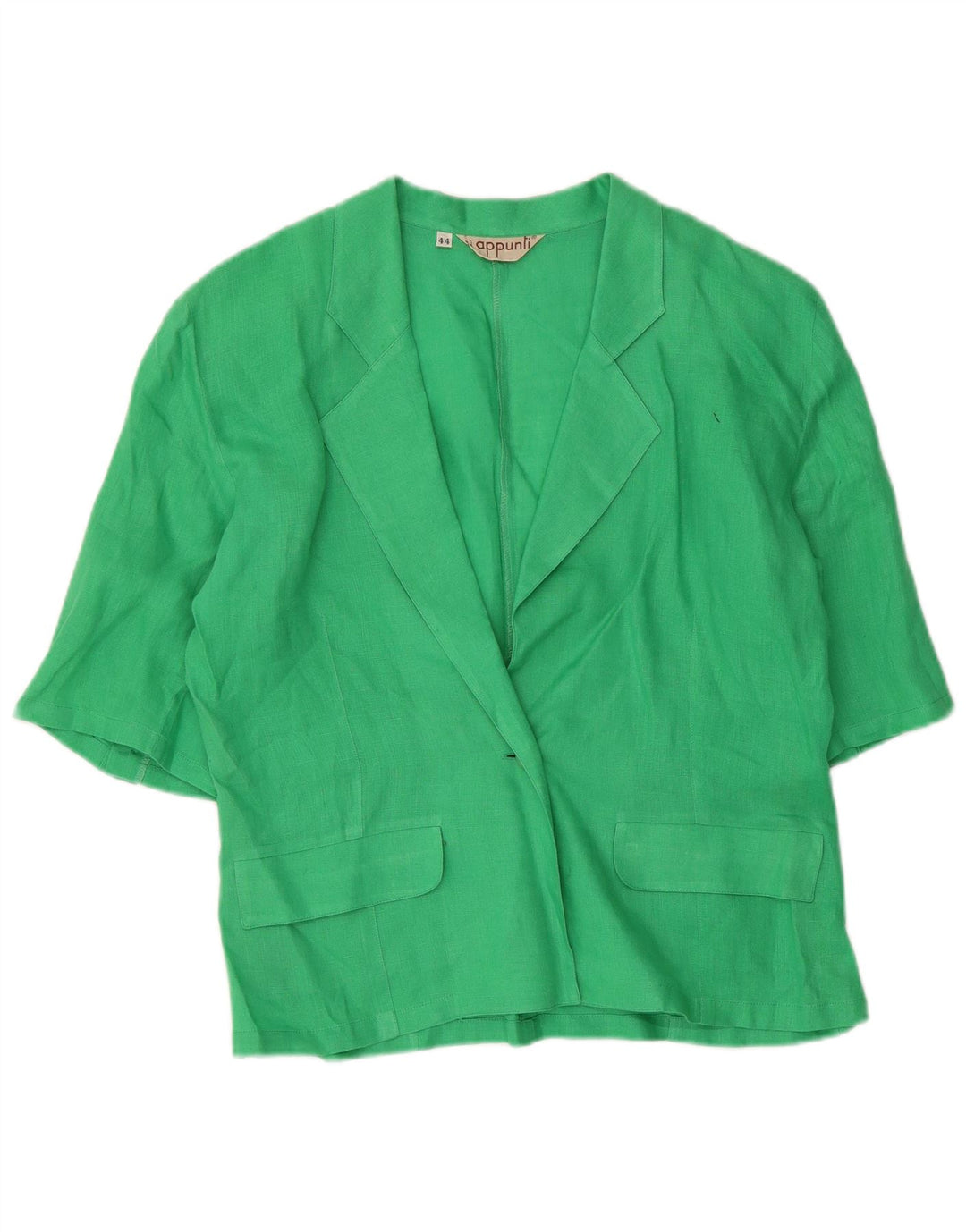 Giacca blazer vintage da donna a maniche corte a 1 bottone IT 44 Lino verde medio