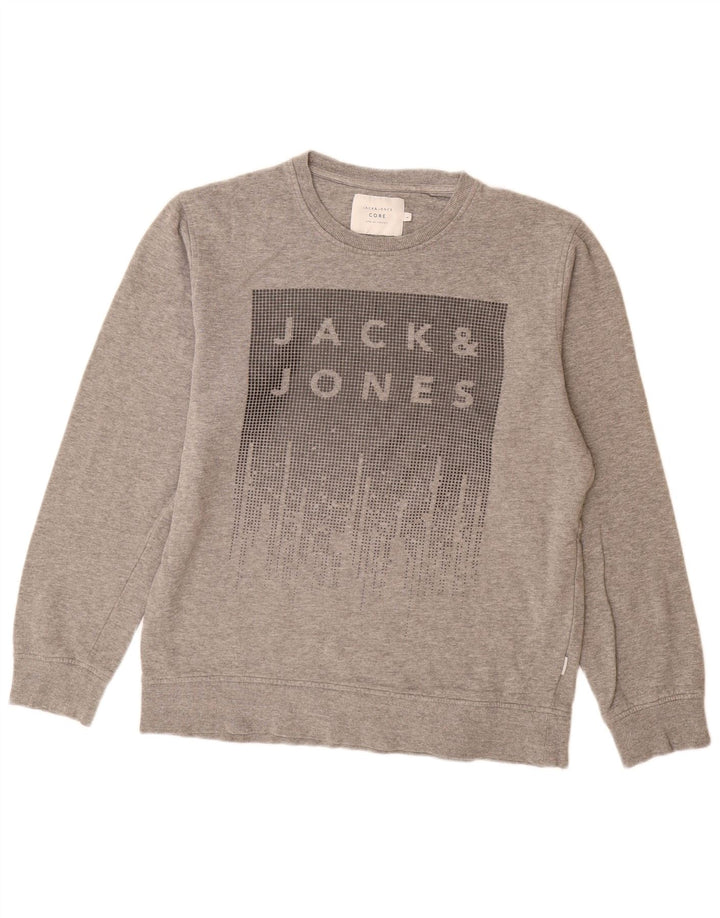 Jack & Jones Felpa grafica da uomo Maglione grande cotone grigio