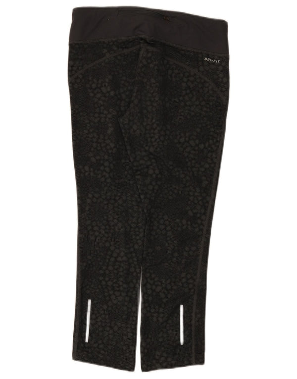 Leggings Nike Dri Fit Capri da donna UK 8 Small Nero Poliestere geometrico