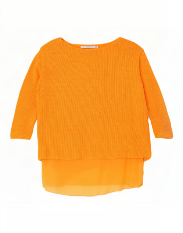 Top Zara Donna Manica 3/4 UK 10 Small Arancione