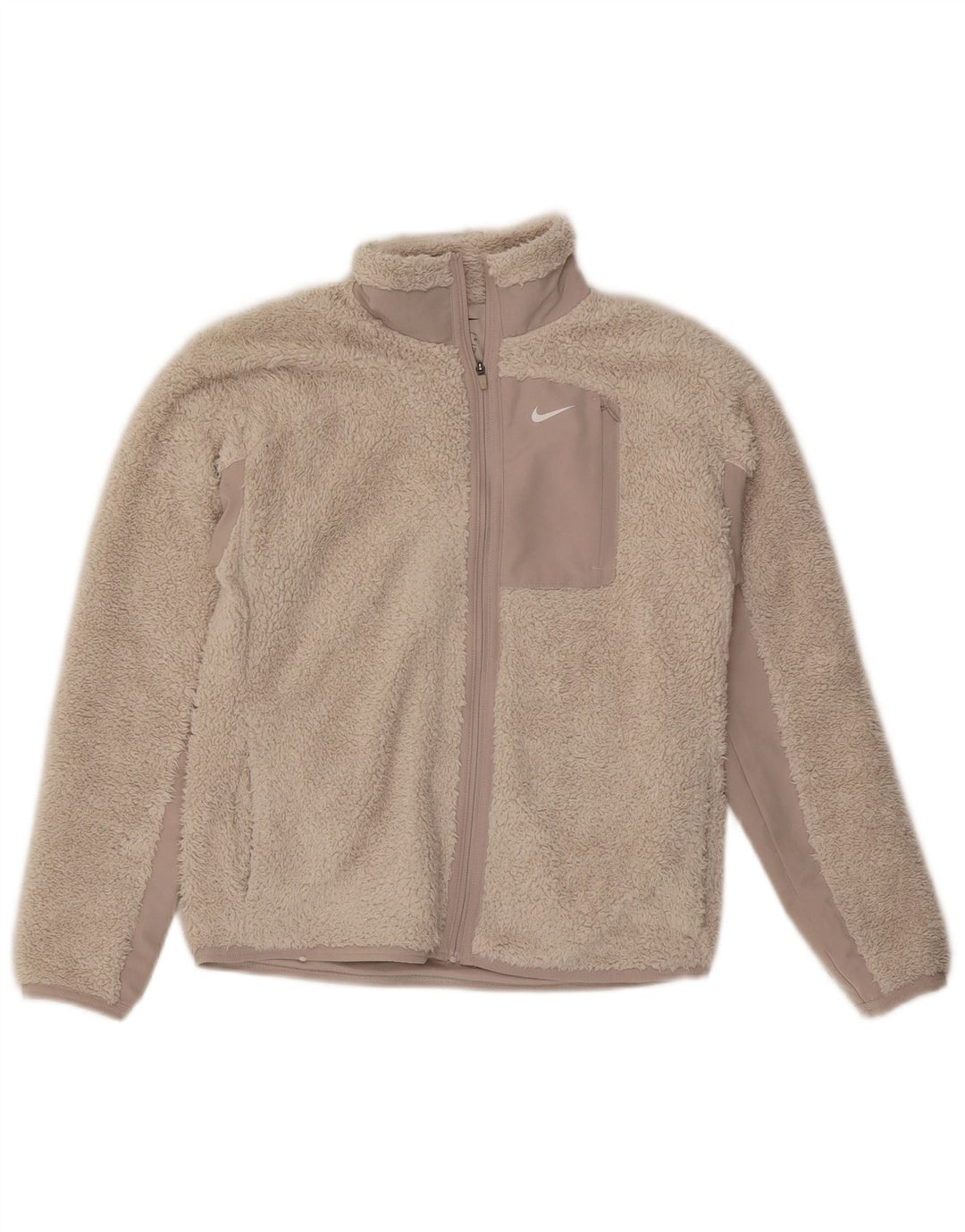 Giacca in pile oversize da donna NIKE UK 6 XS Poliestere color block beige