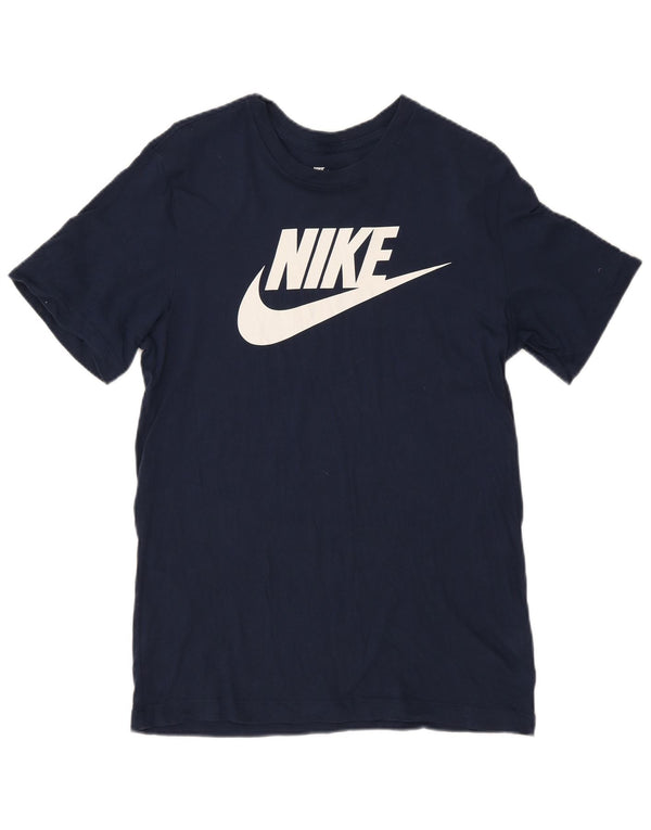 T-shirt grafica da uomo Nike Top Small in cotone blu navy