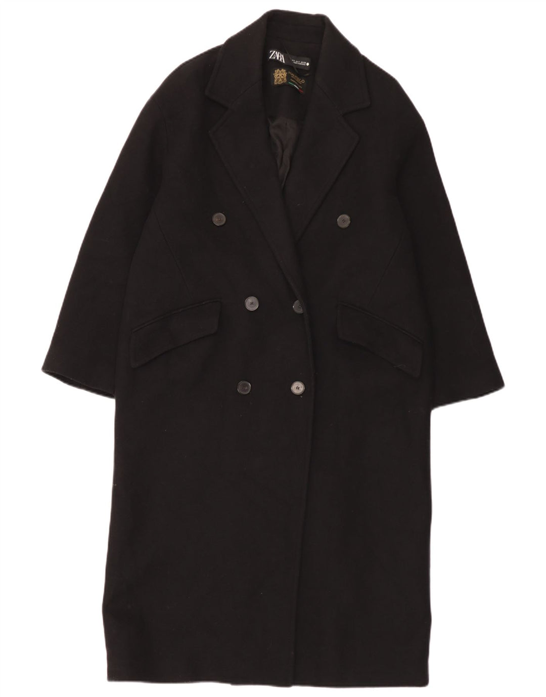 Cappotto doppiopetto oversize da donna Zara UK 10 piccolo nero