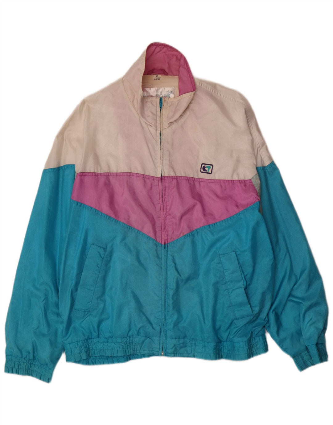 Giacca da tuta da uomo VINTAGE IT 48/50 Nylon color block blu medio