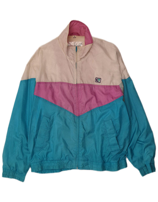 Giacca da tuta da uomo VINTAGE IT 48/50 Nylon color block blu medio