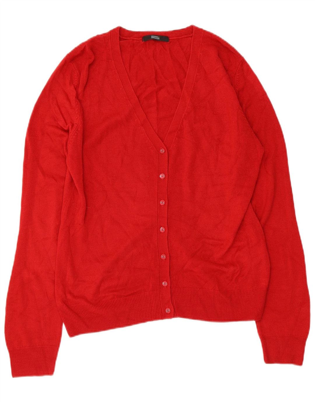 MARKS & SPENCER Maglione cardigan da donna UK 12 Acrilico rosso medio