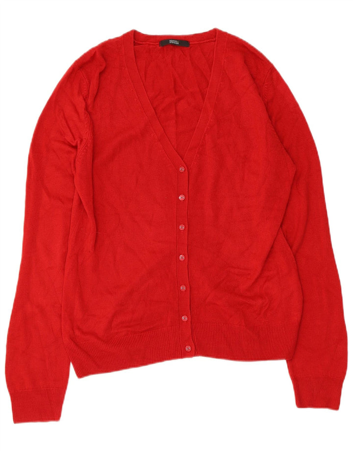 MARKS & SPENCER Maglione cardigan da donna UK 12 Acrilico rosso medio