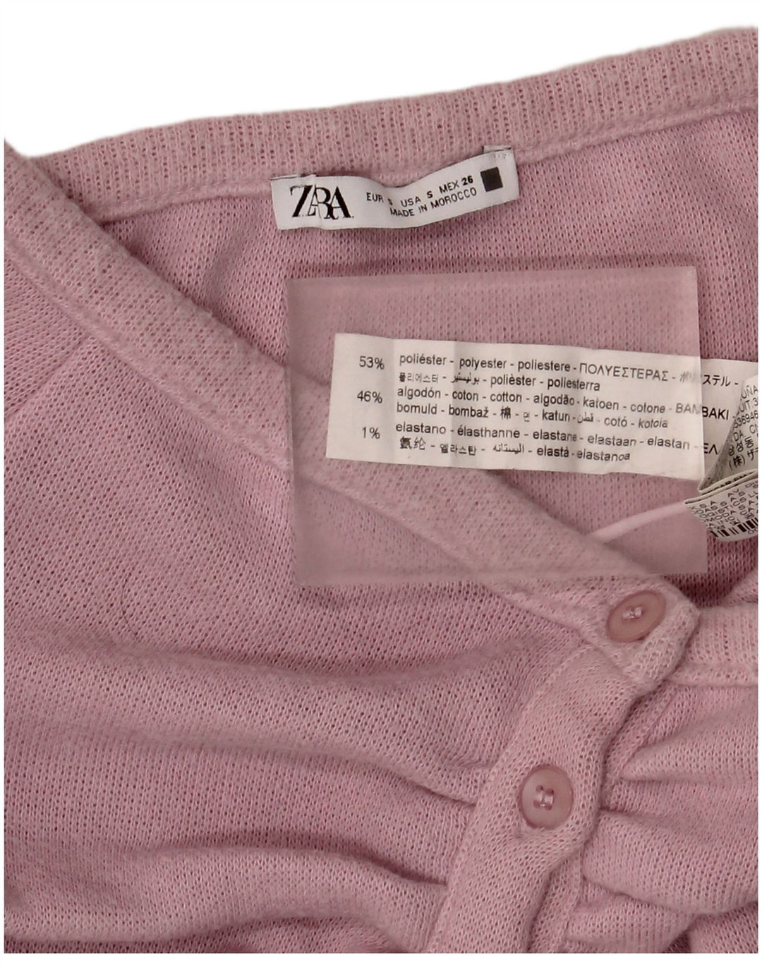 Top corto da donna Zara con spalle scoperte UK 8 piccolo poliestere rosa