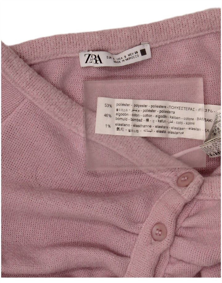 Top corto da donna Zara con spalle scoperte UK 8 piccolo poliestere rosa