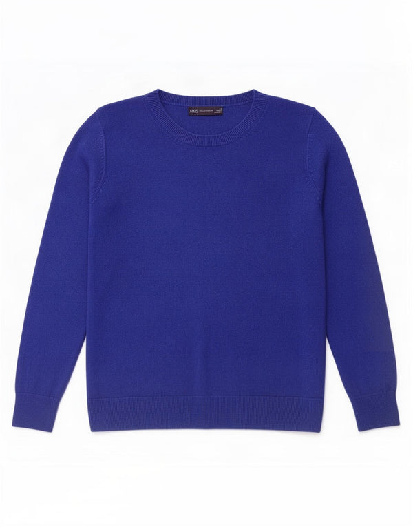 Maglione maglione girocollo da donna Marks & Spencer UK 14 Acrilico blu medio