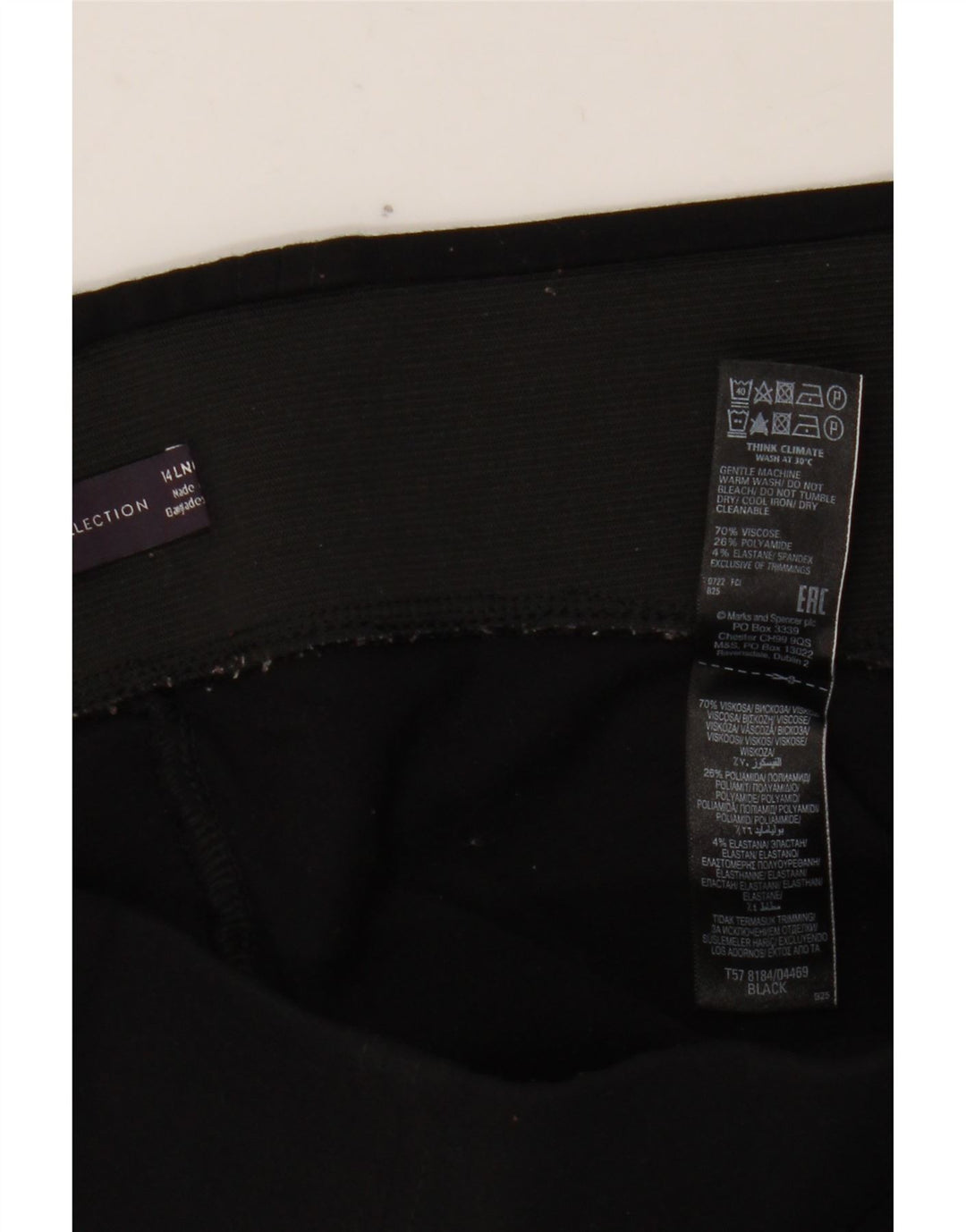 MARKS & SPENCER Leggings da donna UK 14 Large Nero Viscosa