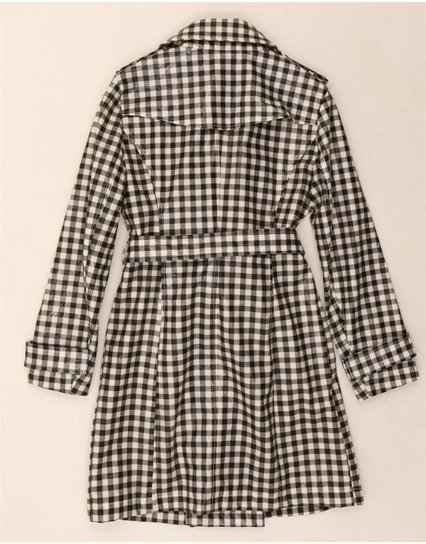 Trench vintage da donna UK 12 medio nero a quadretti
