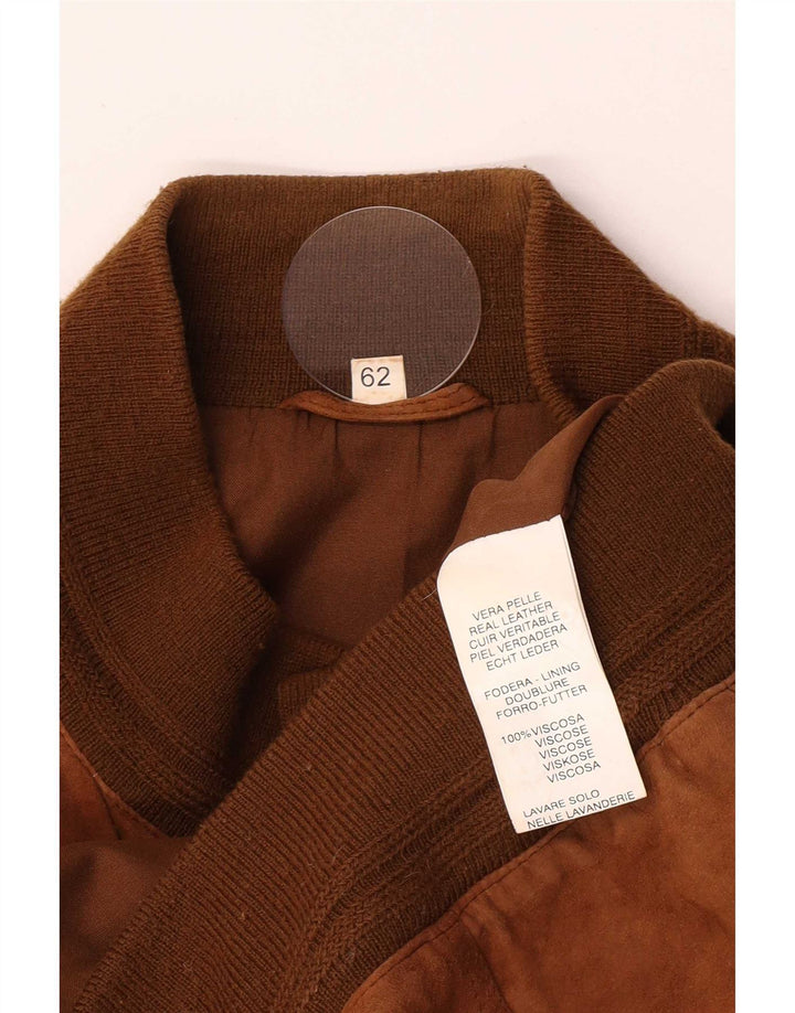 Giubbotto bomber vintage in pelle scamosciata da uomo IT 62 5XL in pelle beige