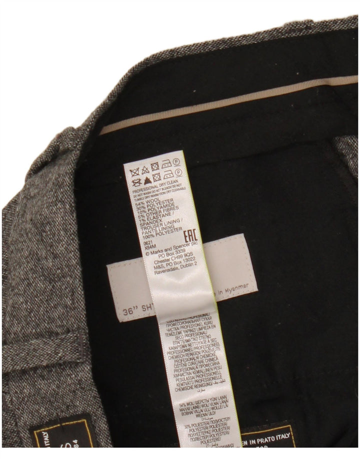 Pantaloni da abito dritti sartoriali da uomo Marks & Spencer W36 L29 grigio chiazzato