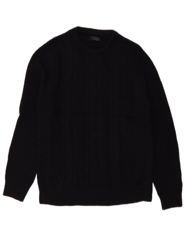 Maglione maglione girocollo da uomo Zara blu navy medio