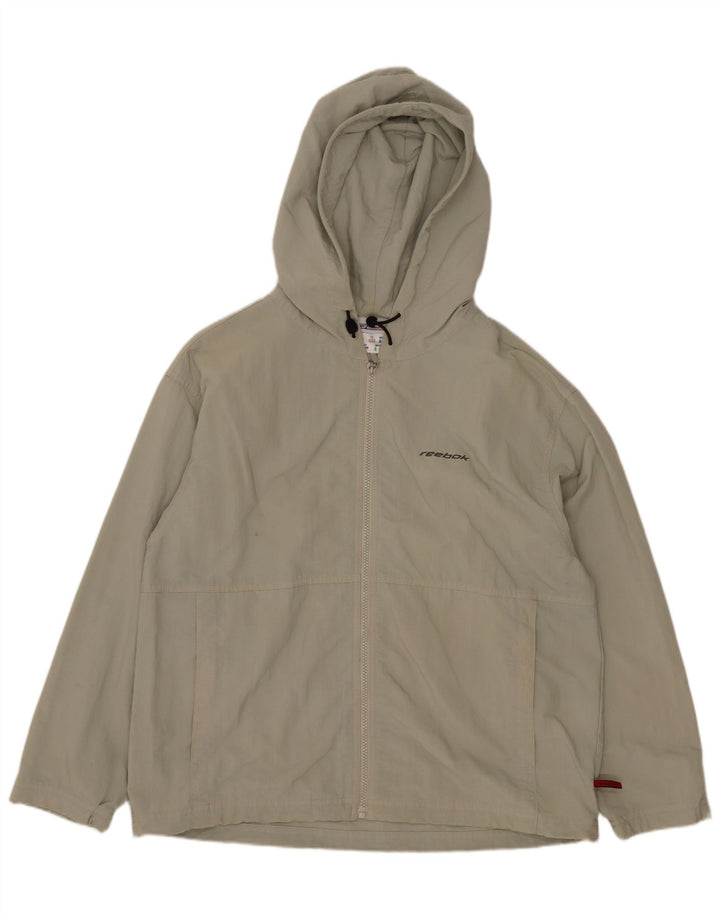 Giacca antipioggia con cappuccio Reebok da donna UK 12 nylon beige medio