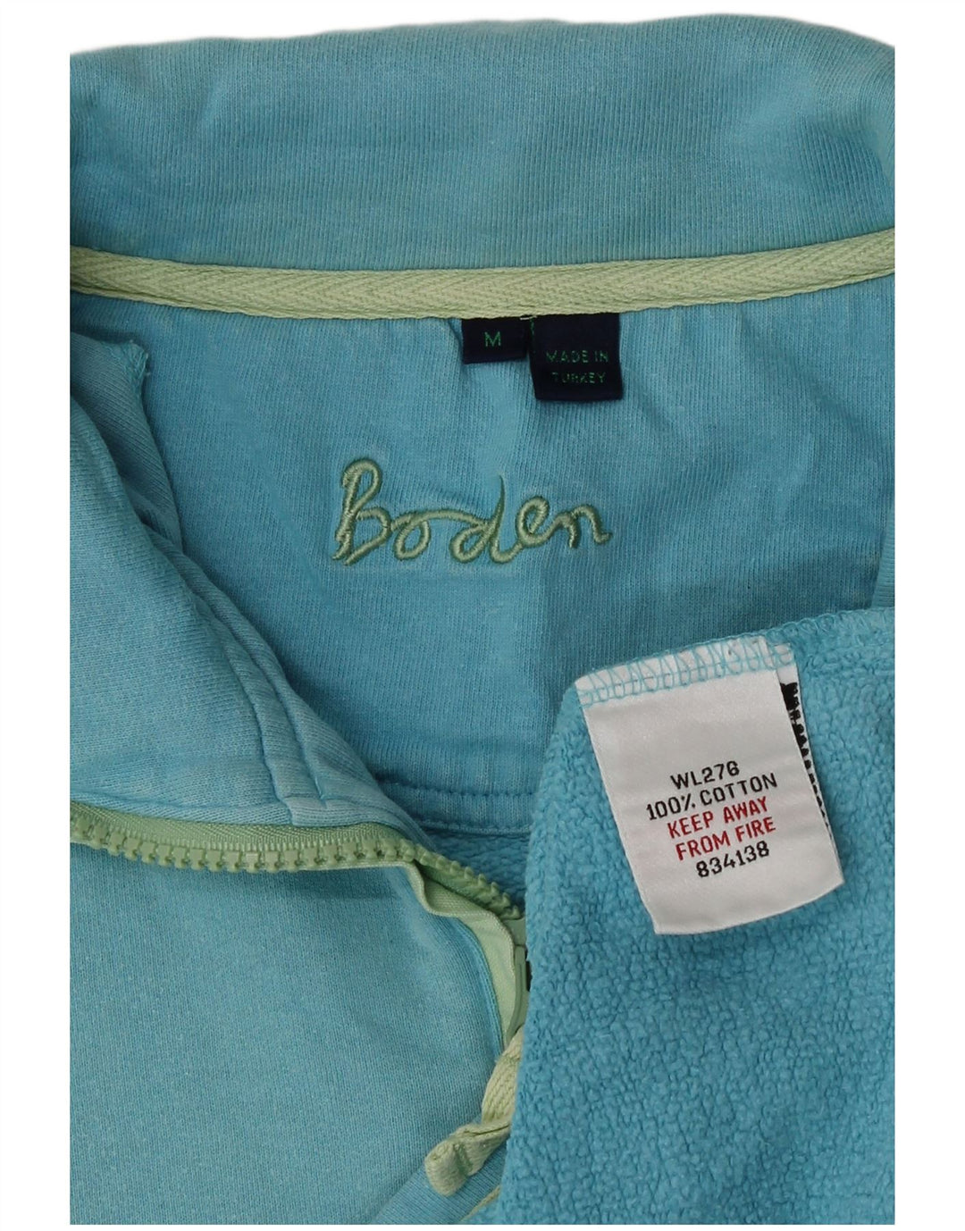 Boden Donna Felpa con Collo con Zip Maglione UK 14 Cotone Blu Medio