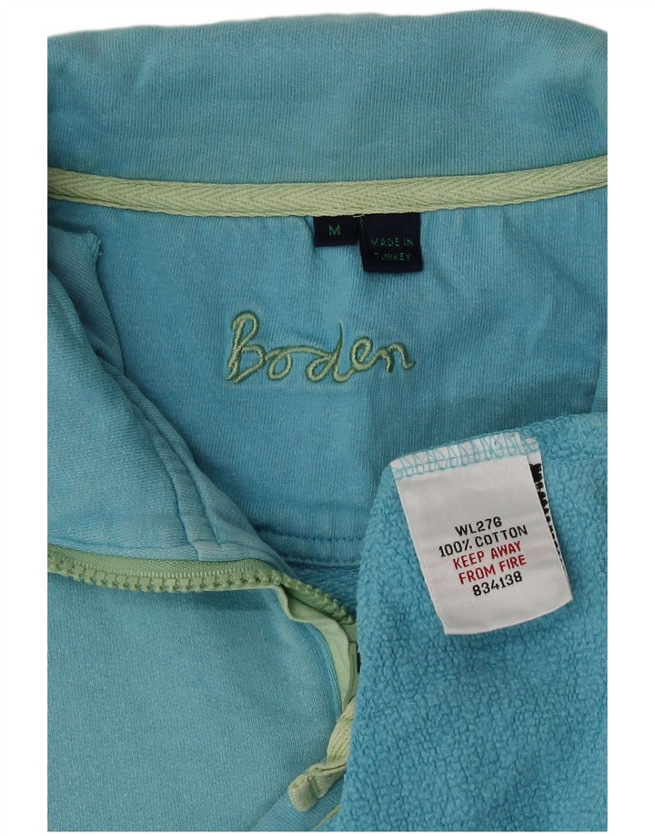 Boden Donna Felpa con Collo con Zip Maglione UK 14 Cotone Blu Medio