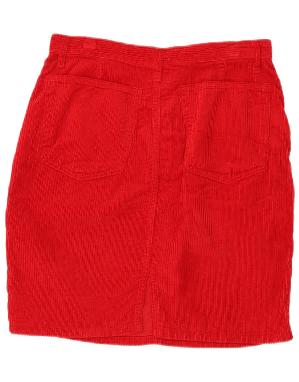 Gonna BENETTON da donna in velluto a coste a vita alta IT 46 Large W30 in cotone rosso
