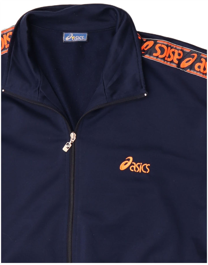 Giacca da ginnastica grafica da uomo Asics XL in poliestere blu navy