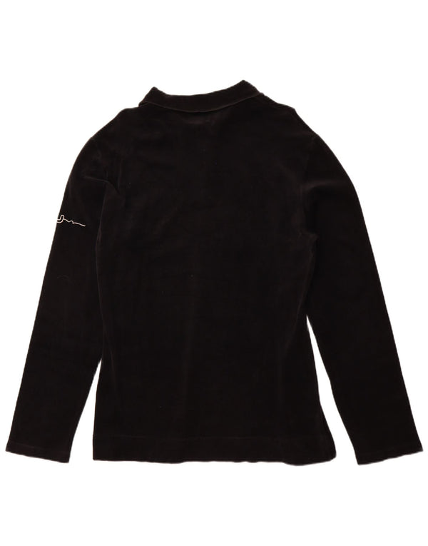 Polo Armani Jeans da uomo in velluto a maniche lunghe XL in cotone nero