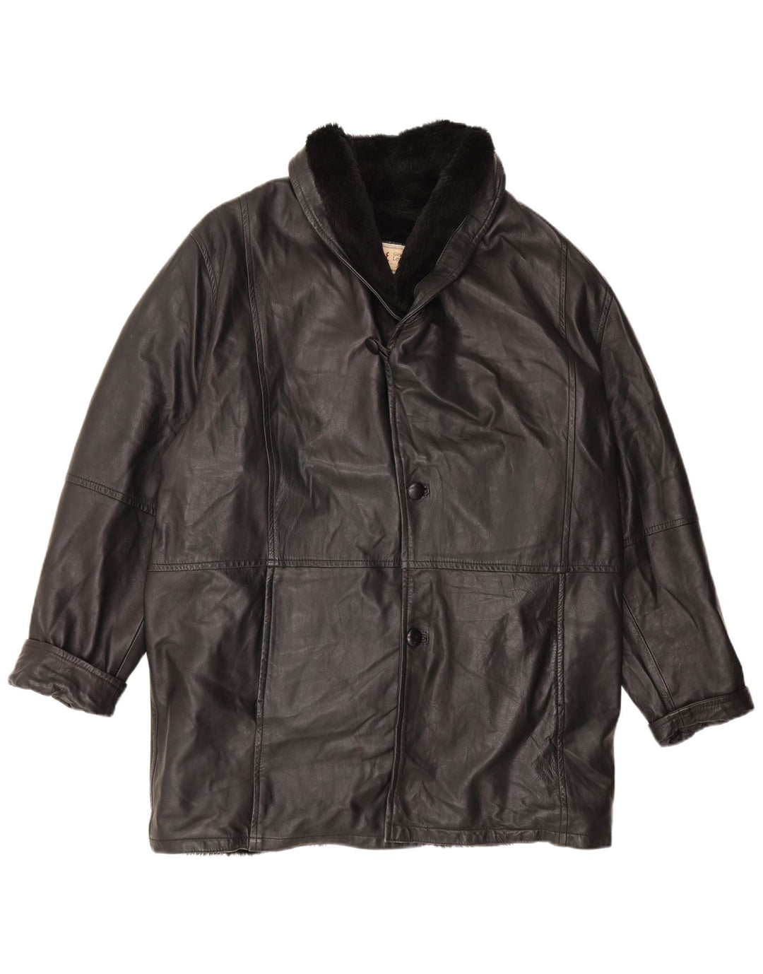 Giubbotto shearling vintage da uomo UK 42 XL in pelle nera
