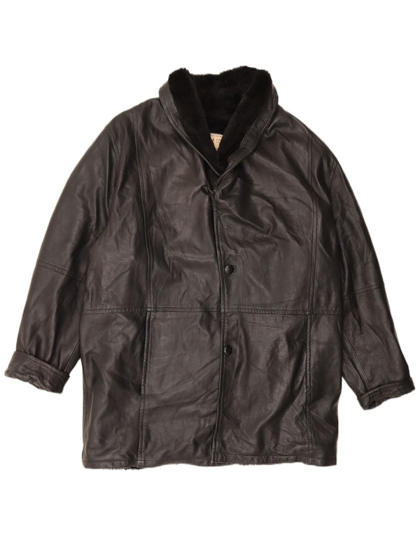Giubbotto shearling vintage da uomo UK 42 XL in pelle nera