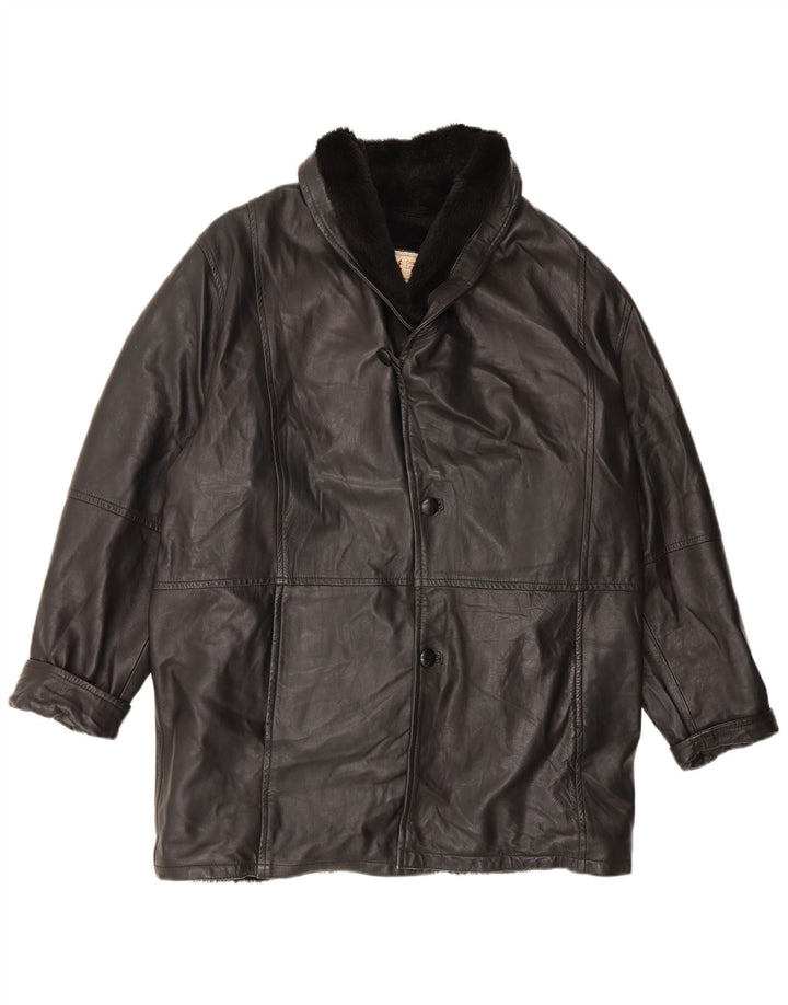Giubbotto shearling vintage da uomo UK 42 XL in pelle nera