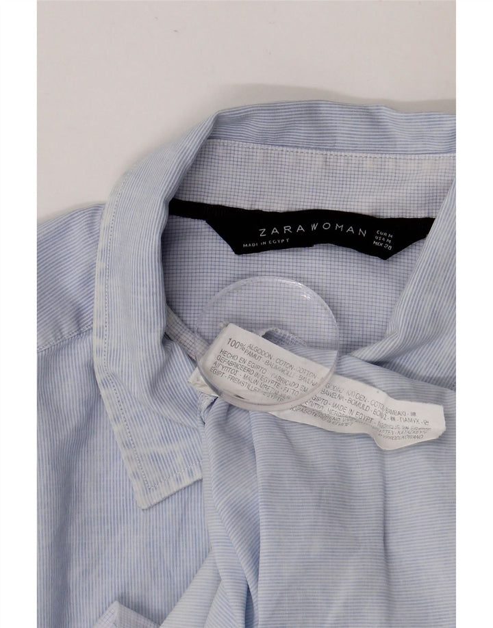 Camicia da Donna ZARA UK 14 Cotone gessato blu medio