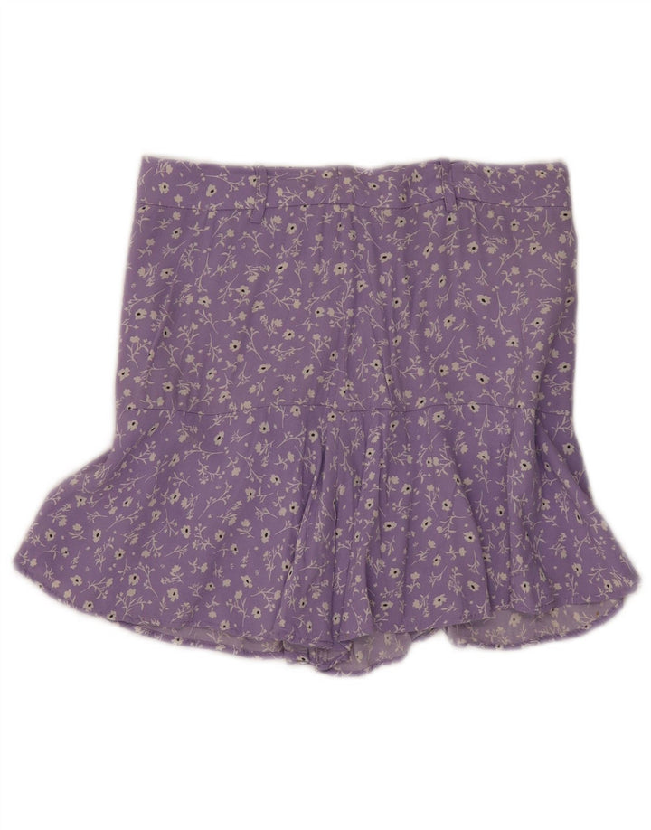 Minigonna Zara da donna media W28 viscosa floreale viola