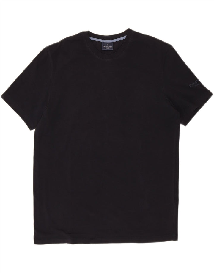 TRUSSARDI JEANS T-shirt Uomo Top Media Nera in Cotone