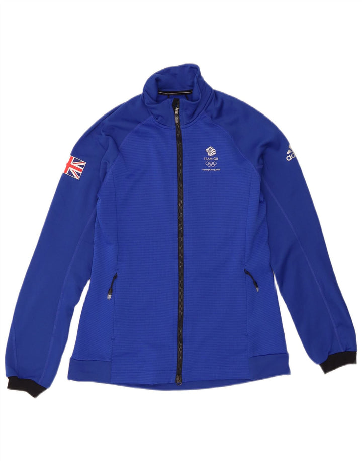 Giacca da tuta da donna Adidas UK 12 poliestere blu medio