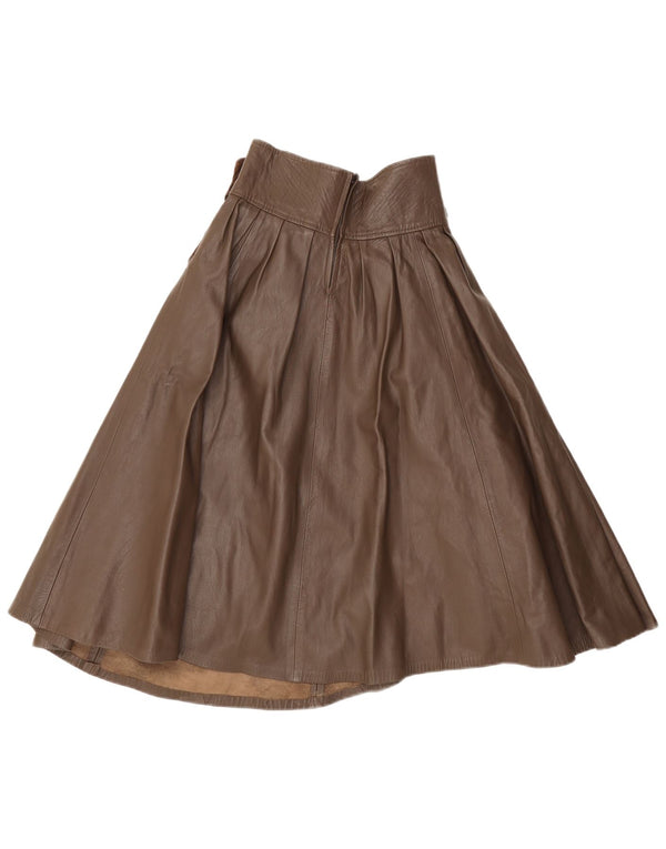 Gonna svasata in pelle vintage da donna IT 42 media W26 marrone